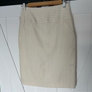 White/ Cream Striped skirt, wool blend fully lined